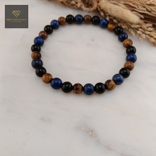 Bransoletka Handmade z Lapis Lazuli, Onyksu i Tygrysiego Oka Kamienie Naturalne