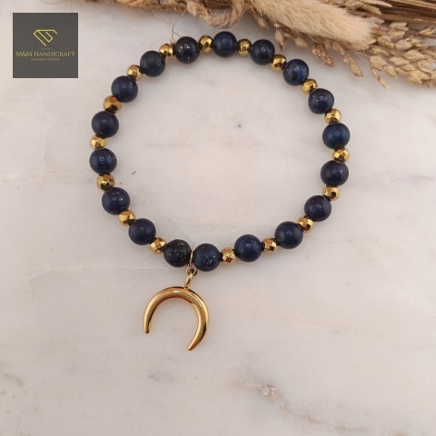 bransoletka-z-kamieni-naturalnych-lapis-lazuli-i-hematyt-zawieszka-róg-obfitości-handmade