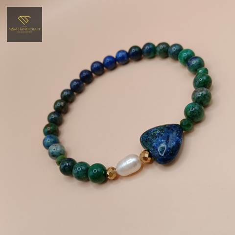 bransoletka-z-kamieni-naturalnych-azuryt-perła-i-jadeit-handmade-zbliżenie