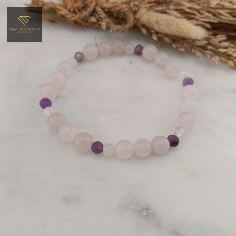 bransoletka-z-kamieni-naturalnych-kryształ-górski-kwarc-różowy-i-ametyst-handmade-zbliżenie