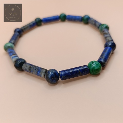 bransoletka-z-kamieni-naturalnych-lapis-lazuli-i-azuryt-handmade-zbliżenie