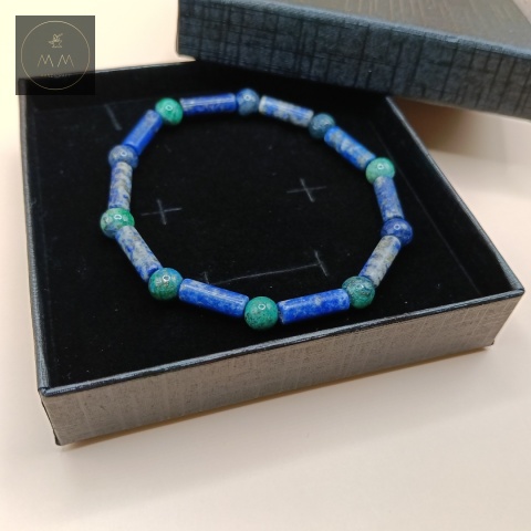 bransoletka-z-kamieni-naturalnych-lapis-lazuli-i-azuryt-handmade-w-ozdobnym-pudełku
