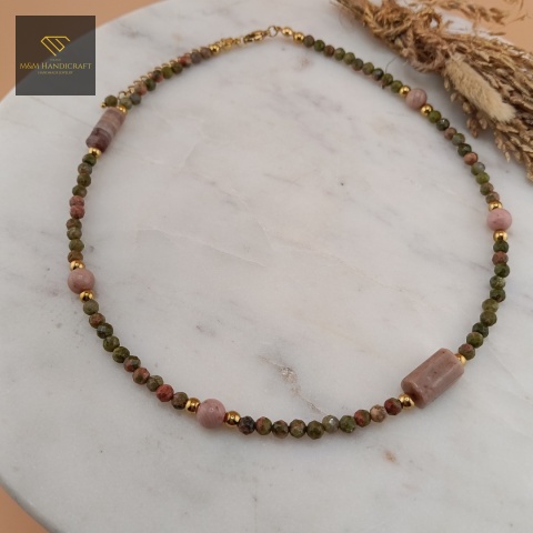 choker-z-kamieni-naturalnych-unakit-kwarc-rodonit-handmade