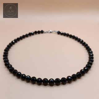Elegancki choker z czarnego turmalinu - ręcznie robiona biżuteria z kamieni naturalnych