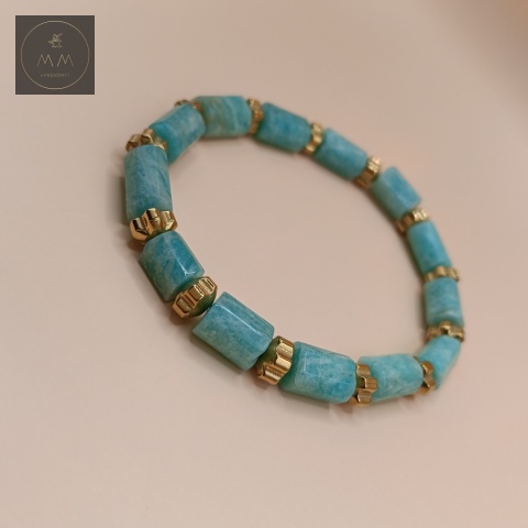 bransoletka-z-kamieni-naturalnych-amazonit-walec-i-hematyt-handmade-zbliżenie