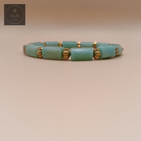 bransoletka-z-kamieni-naturalnych-amazonit-walec-i-hematyt-handmade-zbliżenie-na-kamienie
