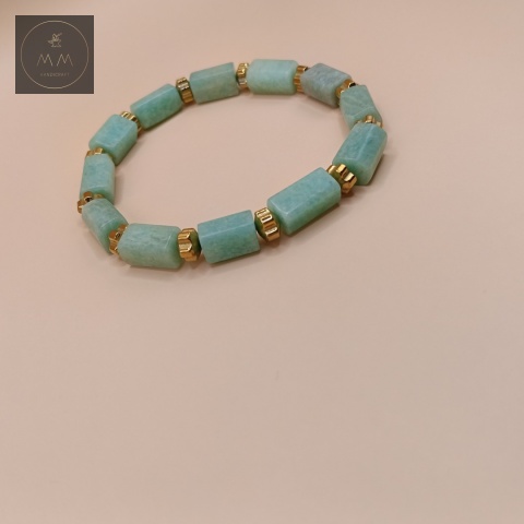 bransoletka-z-kamieni-naturalnych-amazonit-walec-i-hematyt-handmade-zbliżenie