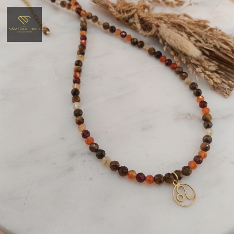 naszyjnik-dla-Lwa-z-kamieni-naturalnych-tygrysie-oko-cytryn-granat-karneol-handmade-zbliżenie-na-kamienie