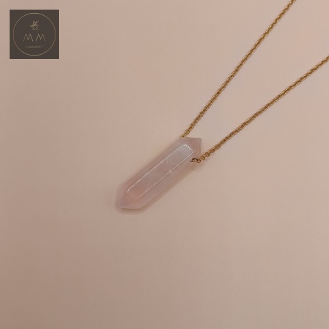 naszyjnik-kwarc-różowy-stal-chirurgiczna-handmade-rzut-z-góry
