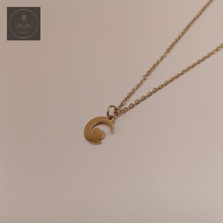 Pozłacany naszyjnik z księżycem i sercem - biżuteria handmade ze stali chirurgicznej