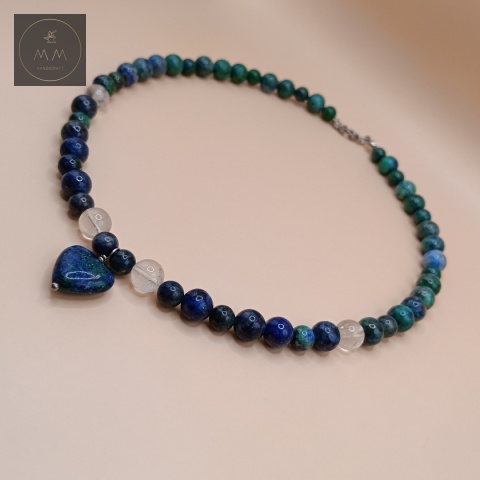 naszyjnik-z-kamieni-naturalnych-azuryt-i-kryształ-górski-handmade