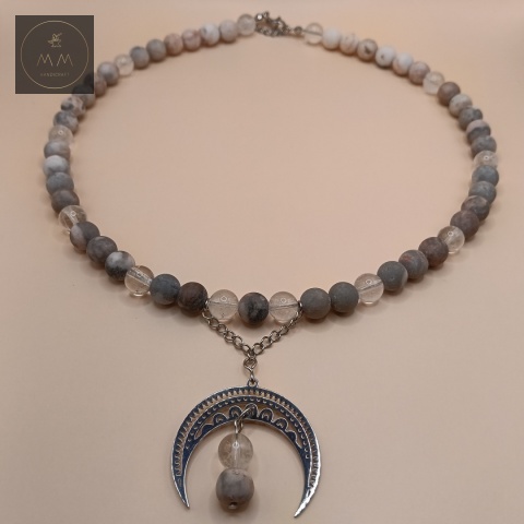 naszyjnik-z-kamieni-naturalnych-jaspis-zebra-i-kryształ-górski-handmade-zbliżenie