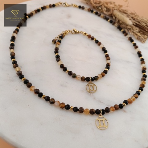 zestaw-biżuterii-Bliźnięta-z-kamieni-naturalnych-cytryn-tygrysie-oko-onyks-handmade-zbliżenie-na-kamienie