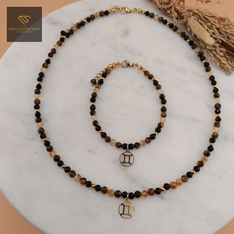 zestaw-biżuterii-Bliźnięta-z-kamieni-naturalnych-cytryn-tygrysie-oko-onyks-handmade