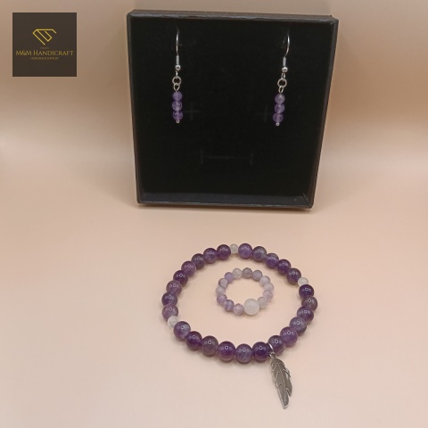 zestaw-spokój-z-kamieni-naturalnych-ametyst-i-kryształ-górski-stal-chirurgiczna-handmade