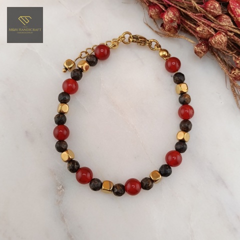 bransoletka-Dotyk-Jesieni-z-kamieni-naturalnych-agat-karneol-bronzyt-hematyt-handmade-rzut-z-góry