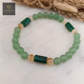 Bransoletka MOC BOGACTWA Naturalny Malachit, Cytryn i Awenturyn