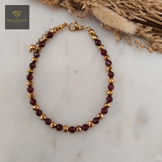Bransoletka z Granatu i Złotego Hematytu Biżuteria Handmade z Kamieni Naturalnych