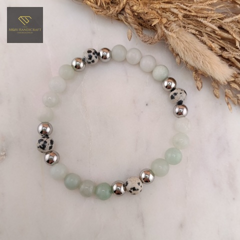 bransoletka-z-kamieni-naturalnych-amazonit-i-jaspis-dalmatyński-handmade