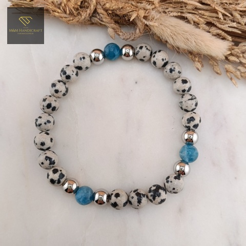 bransoletka-z-kamieni-naturalnych-jaspis-dalmatyński-i-apatyt-handmade
