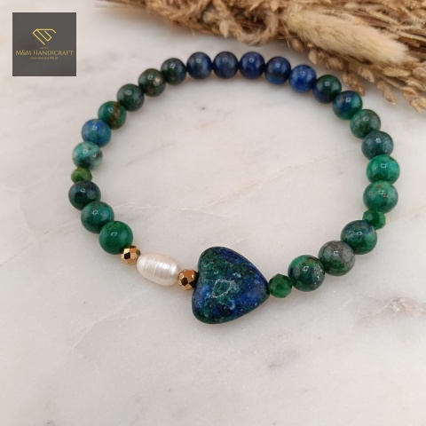 bransoletka-z-kamieni-naturalnych-azuryt-perła-i-jadeit-handmade-zbliżenie