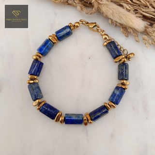 Luksusowa Bransoletka z Lapis Lazuli i Hematytu Biżuteria Handmade