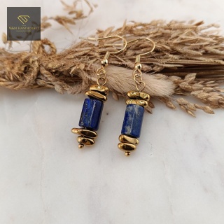 Luksusowe Kolczyki z Lapis Lazuli i Hematytu Biżuteria Handmade z Kamieni Naturalnych