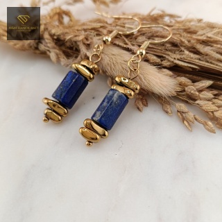 Luksusowe Kolczyki z Lapis Lazuli i Hematytu Biżuteria Handmade z Kamieni Naturalnych
