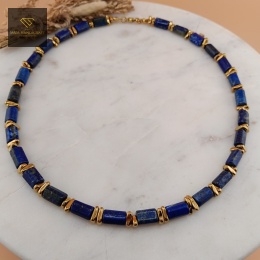 Luksusowy Naszyjnik z Lapis Lazuli i Hematytu Biżuteria Handmade z Kamieni Naturalnych