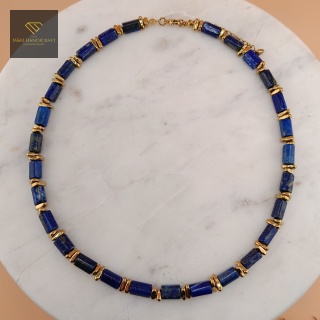 Luksusowy Naszyjnik z Lapis Lazuli i Hematytu Biżuteria Handmade z Kamieni Naturalnych