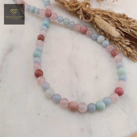 naszyjnik-Sweetie-z-kamieni-naturalnych-kwarc-różowy-angelit-rodonit-amazonit-handmade