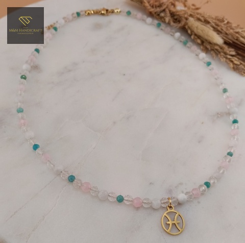 naszyjnik-dla-Ryb-z-kamieni-naturalnych-kamień-księżycowy-kwarc-różowy-kryształ-górski-amazonit-handmade