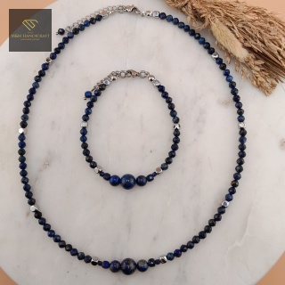Zestaw biżuterii Tajemnica Nieboskłonu z Kamieni Naturalnych Lapis Lazuli i Hematytu